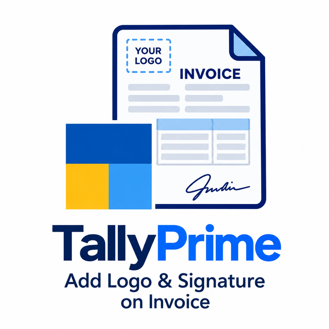 Featured image of company logo and digital signature placement on TallyPrime invoice